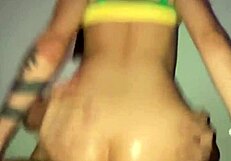 Petite latina girl rides big cock in cowgirl anal creampie