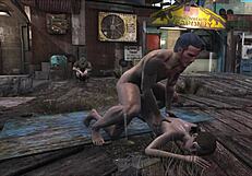 3D animated porn with a brunette in Fallout 4's Diamond City