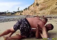 Muscular Gay Jocks Deepthroat and Fuck on Beach!