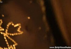 brunette babe dances nude to music