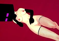 la novia esta muy caliente viste medias de red y mascara de enderman lista para follar antes de dormir hentai 3d minecraft