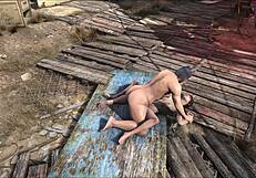 3D animated porn with a brunette in Fallout 4's Diamond City