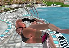 3D animated lesbian sex: cute girl in spoon position