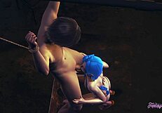 In league of legends hentai, jinx gives uncensored pov blowjob in 3d cosplay costume