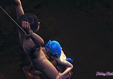 In league of legends hentai, jinx gives uncensored pov blowjob in 3d cosplay costume