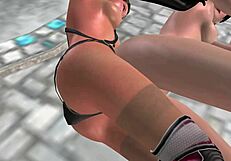 Animated 3d story - cute lesbian girl interacts with another girl in spoon position