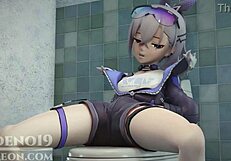 Silver Wolf caught masturbating offers footjob and blowjob in Star Rail hentai