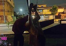 Curvy Tattooed Friends Flash Young Bodies in Public Backstage Group Fun