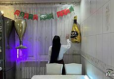 Big Ass Milf Blowjob in Kitchen Creampie Before New Year Party