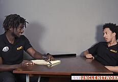 muscle security officer drills gay guy