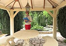 Posh milf in red lingerie performs rimjob and blowjob