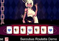 Hentai card game with female protagonist and atmospheric pixel art