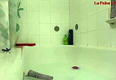 Big-boobed Colombian hottie gets wet and wild solo playing