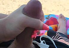 Beach holiday turns into a handjob frenzy
