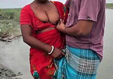 Indian Boudi Gets Bent Over And Fucked Beside River