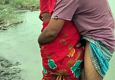 Indian Boudi Gets Bent Over And Fucked Beside River