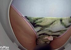 Hey, watch me piss in panties on toilet cam, okay?