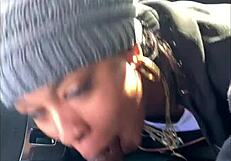 snowboarder girl teases before delivering an epic deepthroat performance