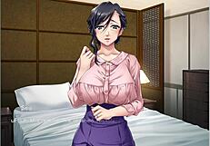 First time playing Oppai and fucking my step grandma in a Japanese hentai game