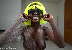 skinny ebony girl with perfect tits and goofy personality