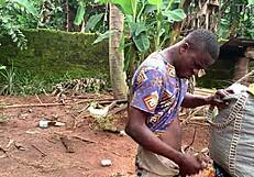 Bent over anime girl receives hot cumshot in doggystyle