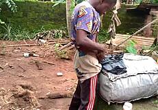 Bent over anime girl receives hot cumshot in doggystyle