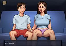 summertime saga unfolds with shaved riding and monster cock