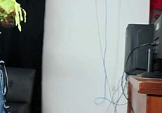 Hot interview with slim brunette girl