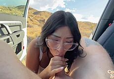 latina squirts in outdoor car sex with cami strella