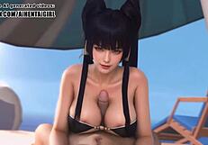 Dead Or Alive Nyotengu Cosplay Titjob Ends Happily In Uncensored Hentai