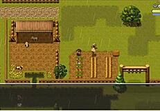 in lost lagoon harem game ep 3, she fell in the water without panties, huge boobs exposed