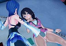 Aqua Rubs Kiara's Pussy Before They Take Turns Eating Pussy in Kingdom Hearts Lesbian Hentai