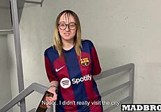 Barcelona Supporter Endures Rough Double Penetration Anal Fucking By PSG Fans In Stadium Corridors