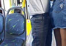 A white blonde gets it hard on the bus on her way back to school