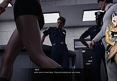 The sexy prison guard faces temptation outdoors.