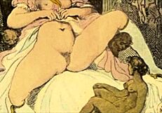 Vintage Erotic Illustration with Retro Cartoon Style and Antique Charm