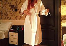 Redhead Foxy Tries On Panties In Holiday Romance