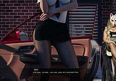 The sexy prison guard faces temptation outdoors.