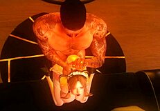 Big-boobed maid serves boss with bondage and ass fucking