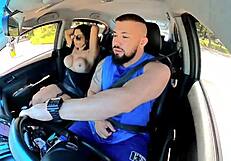 naughty passenger in uber drives driver crazy with muff diving