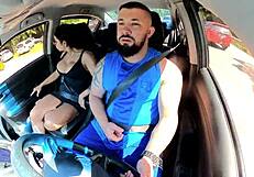 Hot milf gets fingered by eager uber driver