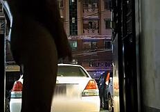 Gay Asian man walks naked at night in Myanmar