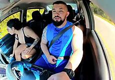 naughty passenger in uber drives driver crazy with muff diving