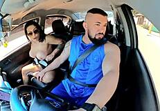 naughty passenger in uber drives driver crazy with muff diving