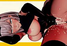 hololive poke dance in 3d cartoon anime style