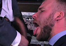 Classy businessmen dive into wet blowjobs and rough anal pounding after hours