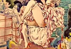 Vintage anime hentai cartoon depicts erotic illustrations of intense sexual encounters