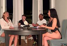 board game between friends turns into wild group sex with blowjobs and toys