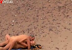 Older man secretly watches and has sex with a hot milf at the beach