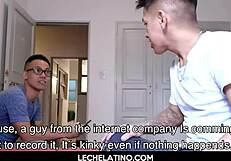 Big Dick Latinos in Hot Gay Threesome with Facial Cumshot